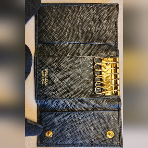PRADA Tessuto Milano Saffiano Leather 6 Key Holder Wallet Cardholder Black - Picture 6 of 15